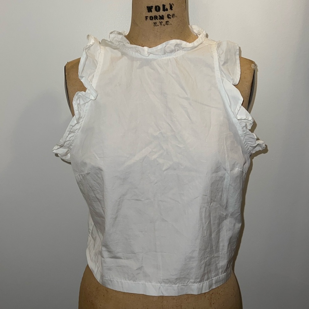 H&M Cropped White Sleeveless Top w/ Ruffle Detail 10